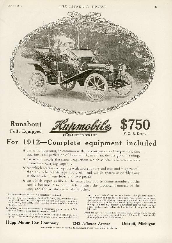 1912 Hupmobile Auto Advertising
